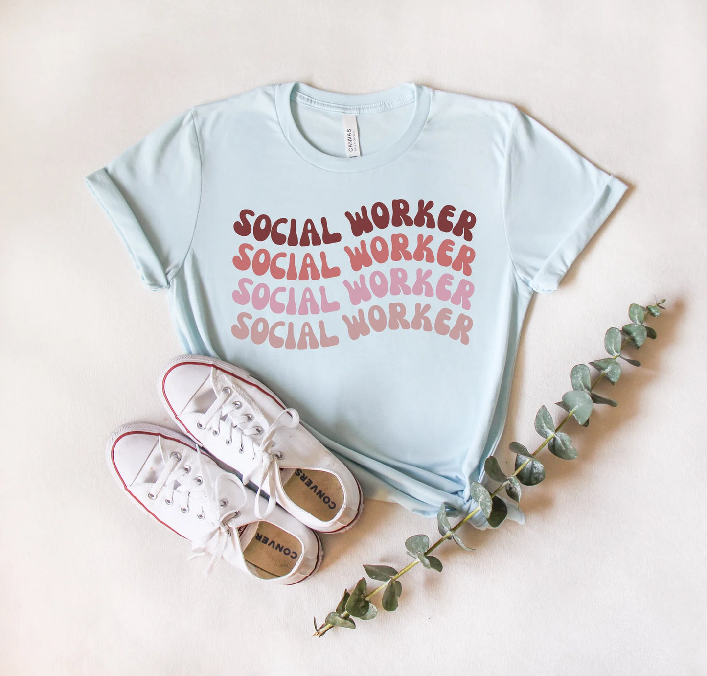 Red Retro Social Worker Tee