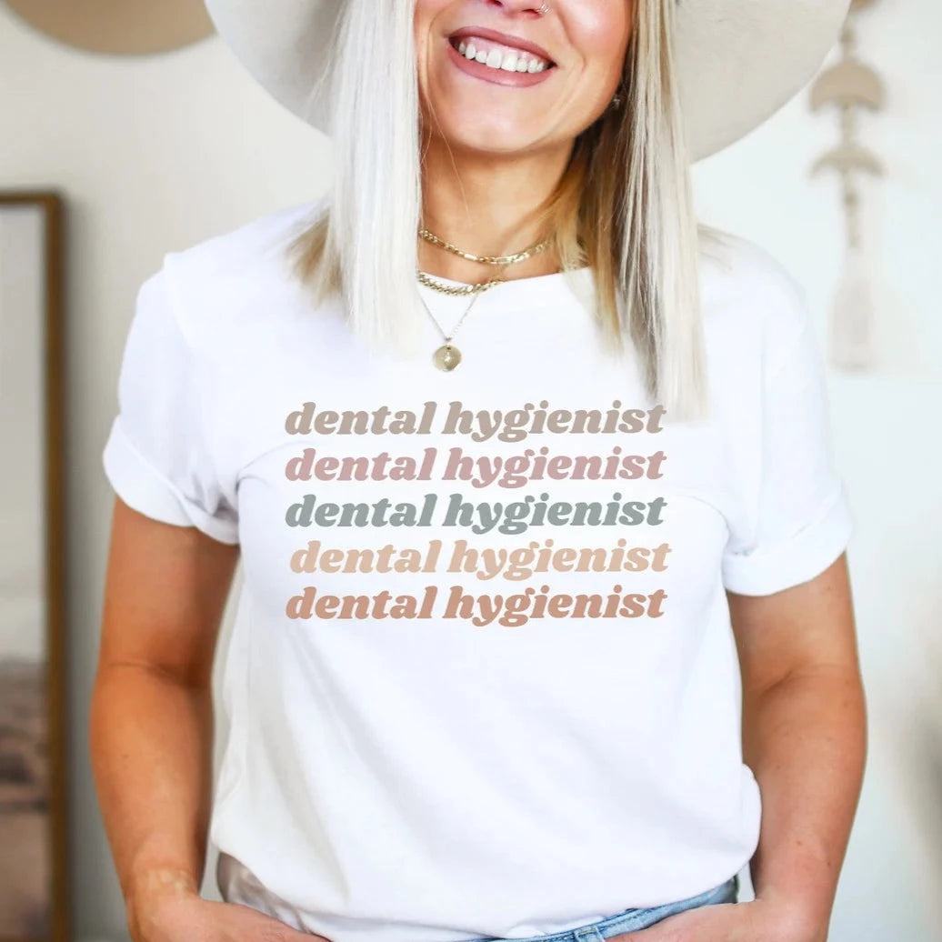 Light Retro Dental Hygienist Tee
