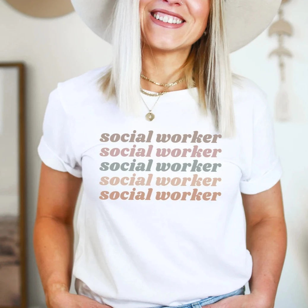 Light Retro Social Worker Tee