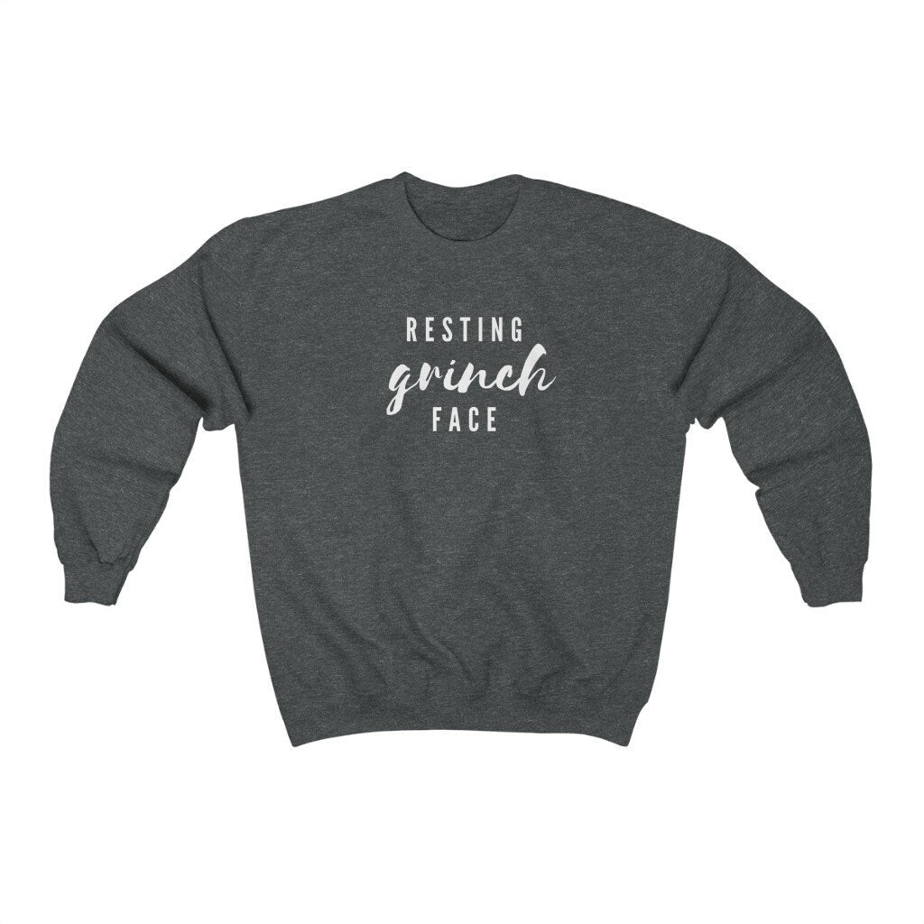 Resting Grinch Face Sweatshirt, Ugly Christmas Sweater, Holiday Crewneck, Funny Christmas Gift for Her, Xmas Party Jumper, Secret Santa