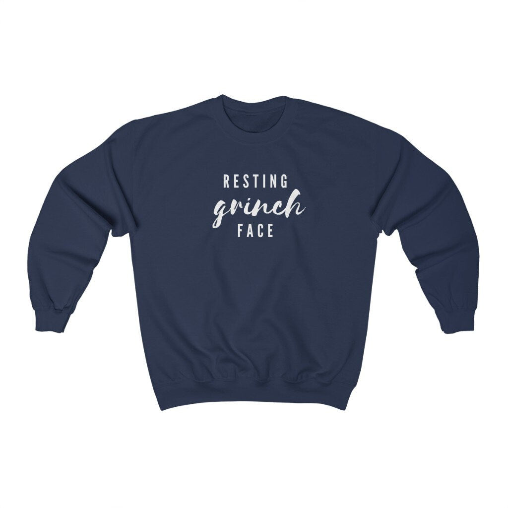 Resting Grinch Face Sweatshirt, Ugly Christmas Sweater, Holiday Crewneck, Funny Christmas Gift for Her, Xmas Party Jumper, Secret Santa