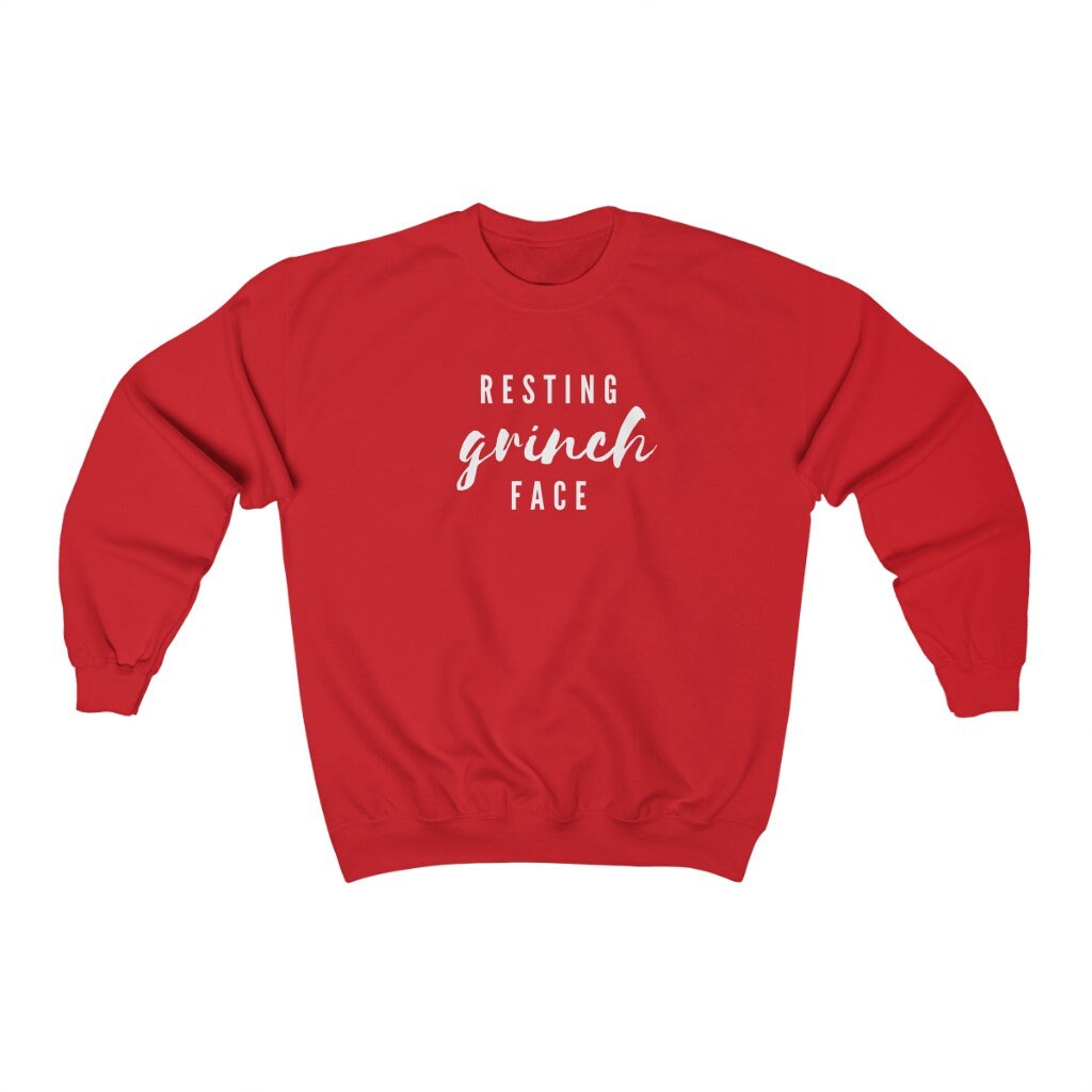 Resting Grinch Face Sweatshirt, Ugly Christmas Sweater, Holiday Crewneck, Funny Christmas Gift for Her, Xmas Party Jumper, Secret Santa