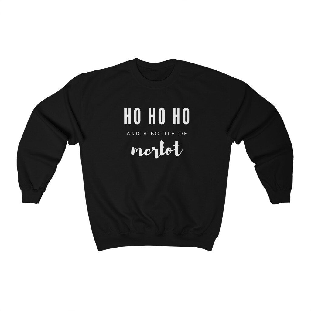 Ho Ho Ho Sweatshirt, Funny Christmas Jumper, Wine Shirt, Ugly Christmas Sweater, Gift for Mom, Christmas Party Crewneck, Holiday Pullover
