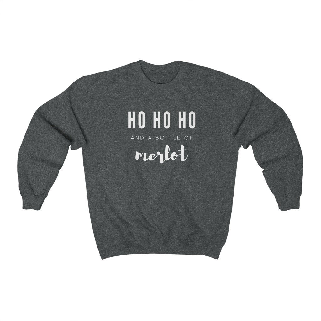 Ho Ho Ho Sweatshirt, Funny Christmas Jumper, Wine Shirt, Ugly Christmas Sweater, Gift for Mom, Christmas Party Crewneck, Holiday Pullover