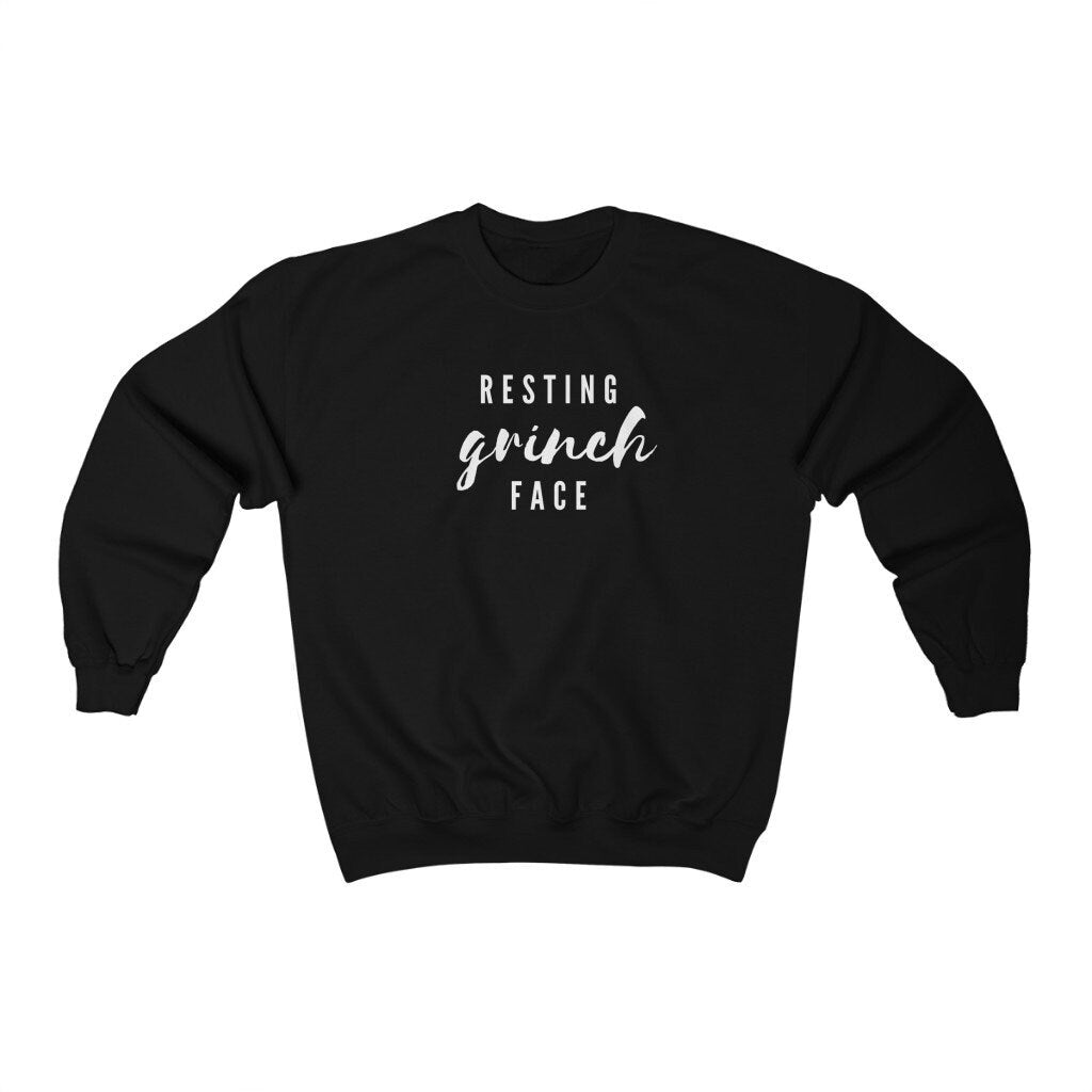Resting Grinch Face Sweatshirt, Ugly Christmas Sweater, Holiday Crewneck, Funny Christmas Gift for Her, Xmas Party Jumper, Secret Santa