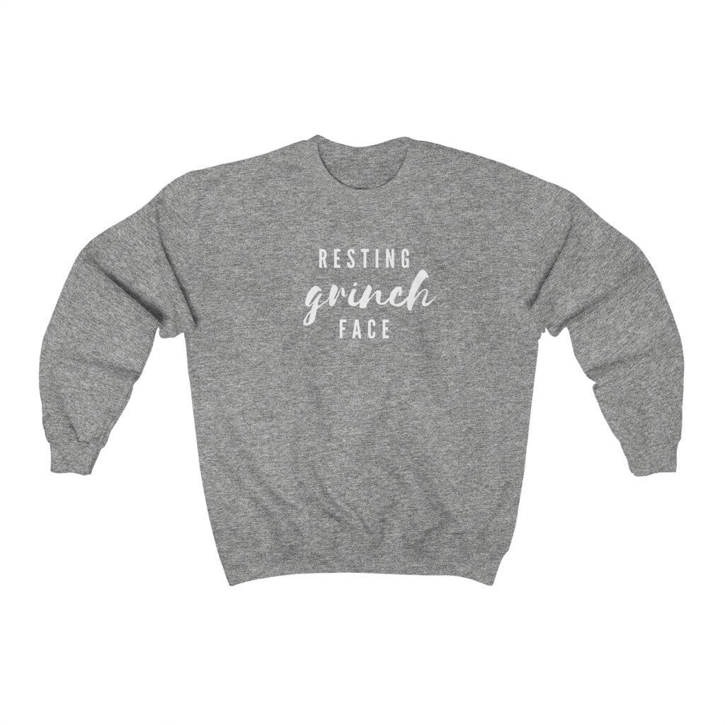 Resting Grinch Face Sweatshirt, Ugly Christmas Sweater, Holiday Crewneck, Funny Christmas Gift for Her, Xmas Party Jumper, Secret Santa