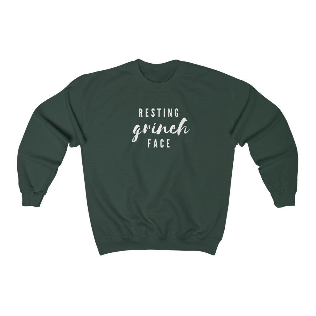 Resting Grinch Face Sweatshirt, Ugly Christmas Sweater, Holiday Crewneck, Funny Christmas Gift for Her, Xmas Party Jumper, Secret Santa