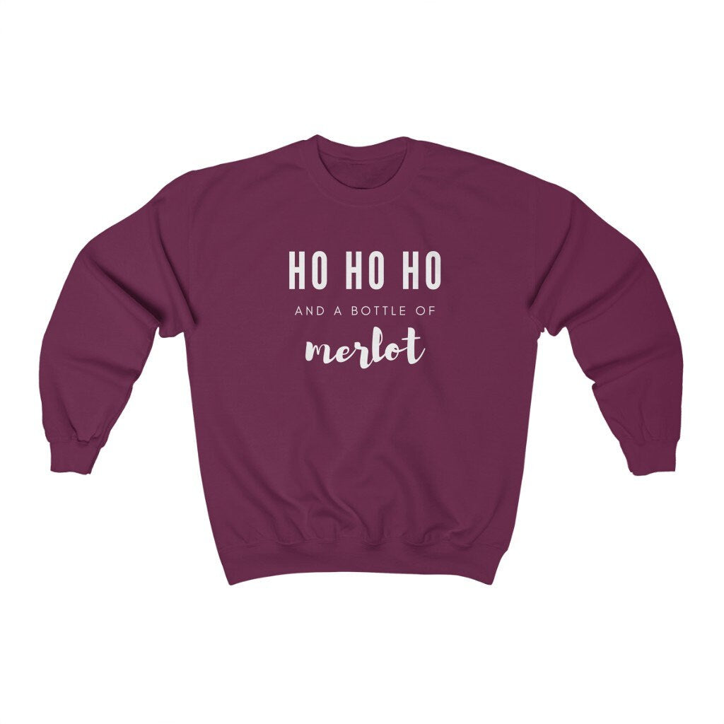 Ho Ho Ho Sweatshirt, Funny Christmas Jumper, Wine Shirt, Ugly Christmas Sweater, Gift for Mom, Christmas Party Crewneck, Holiday Pullover