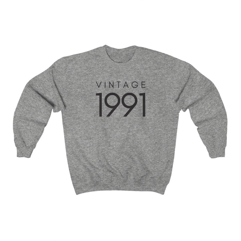 30th Birthday Sweater, Vintage 1991, Shirt for 30th Birthday Party, Hello Thirty Shirt, 30th Birthday Gift, Unisex Crewneck Sweatshirt