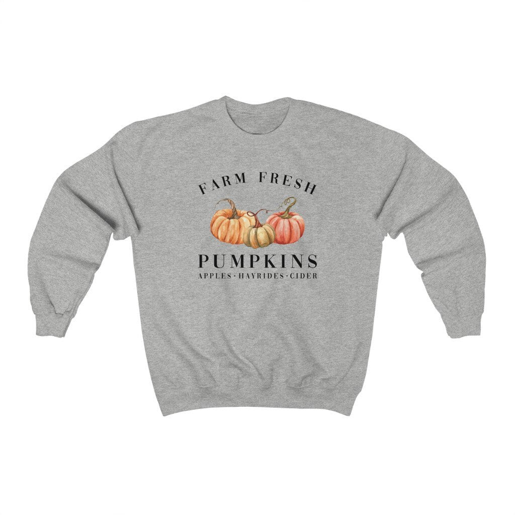 Farm Fresh Pumpkins Sweatshirt, Fall Lover Sweater, Pumpkin Patch Crewneck, Pumpkin Day Shirt, Autumn Clothing, Halloween Jumper