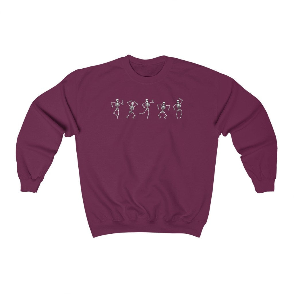 Dancing Skeleton Sweatshirt, Cute Halloween Sweater, Skeleton Crewneck, Spooky Jumper, Spooky Season, Halloween Party Shirt