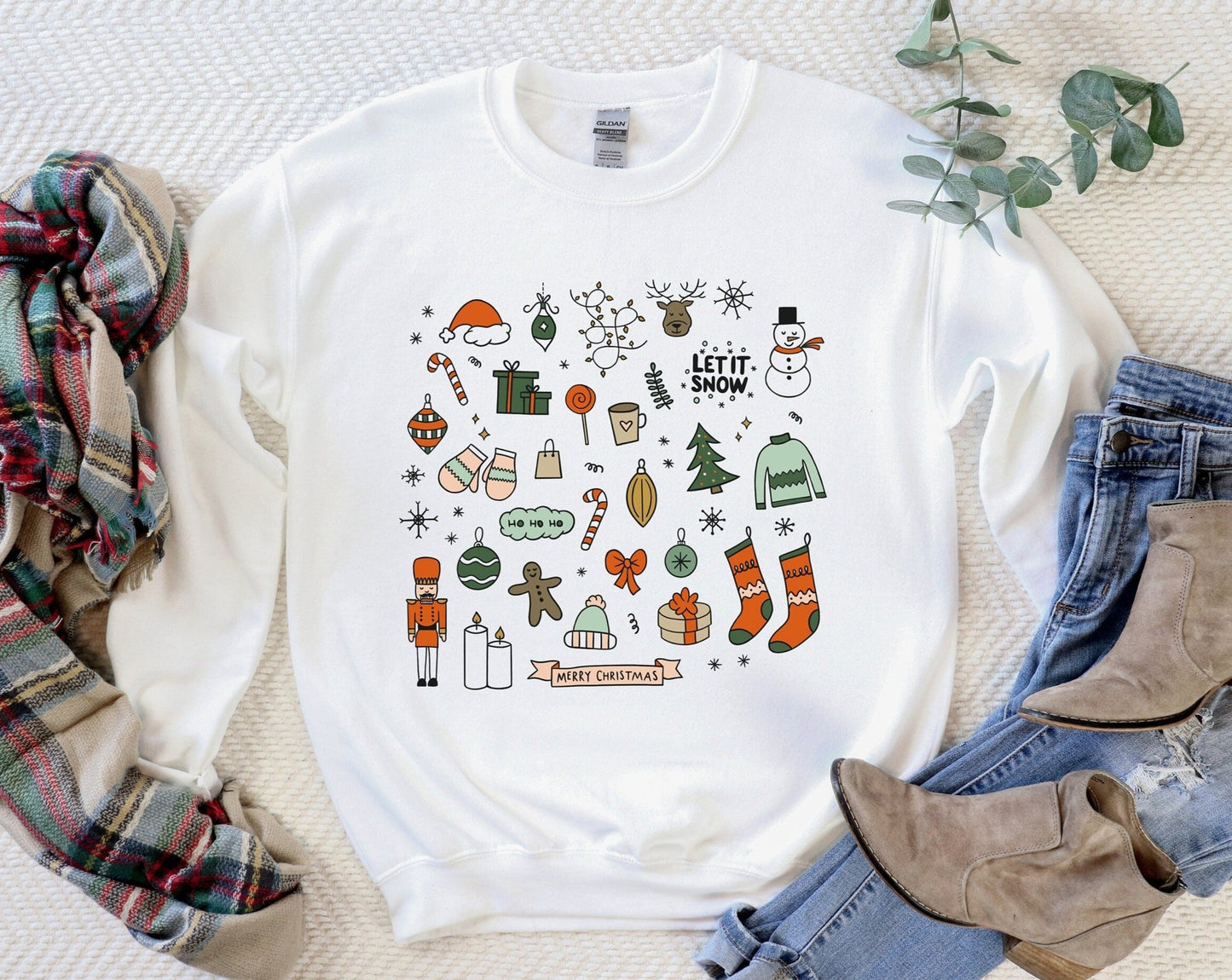 Cute Christmas Sweatshirt, Holiday Crewneck, Ugly Christmas Sweater, Little Things Doodles, Xmas Party Jumper, Christmas Pajamas Gift