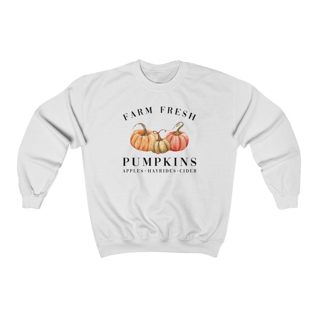 Farm Fresh Pumpkins Sweatshirt, Fall Lover Sweater, Pumpkin Patch Crewneck, Pumpkin Day Shirt, Autumn Clothing, Halloween Jumper