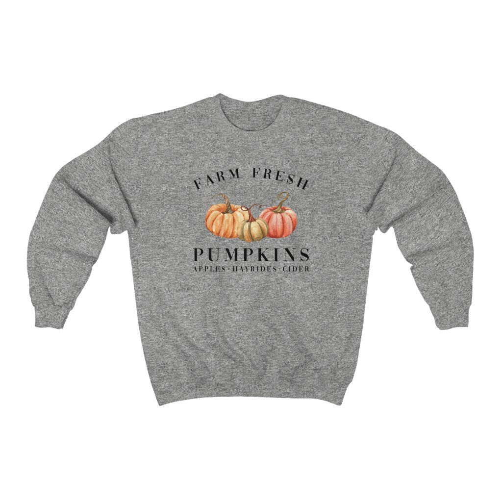Farm Fresh Pumpkins Sweatshirt, Fall Lover Sweater, Pumpkin Patch Crewneck, Pumpkin Day Shirt, Autumn Clothing, Halloween Jumper