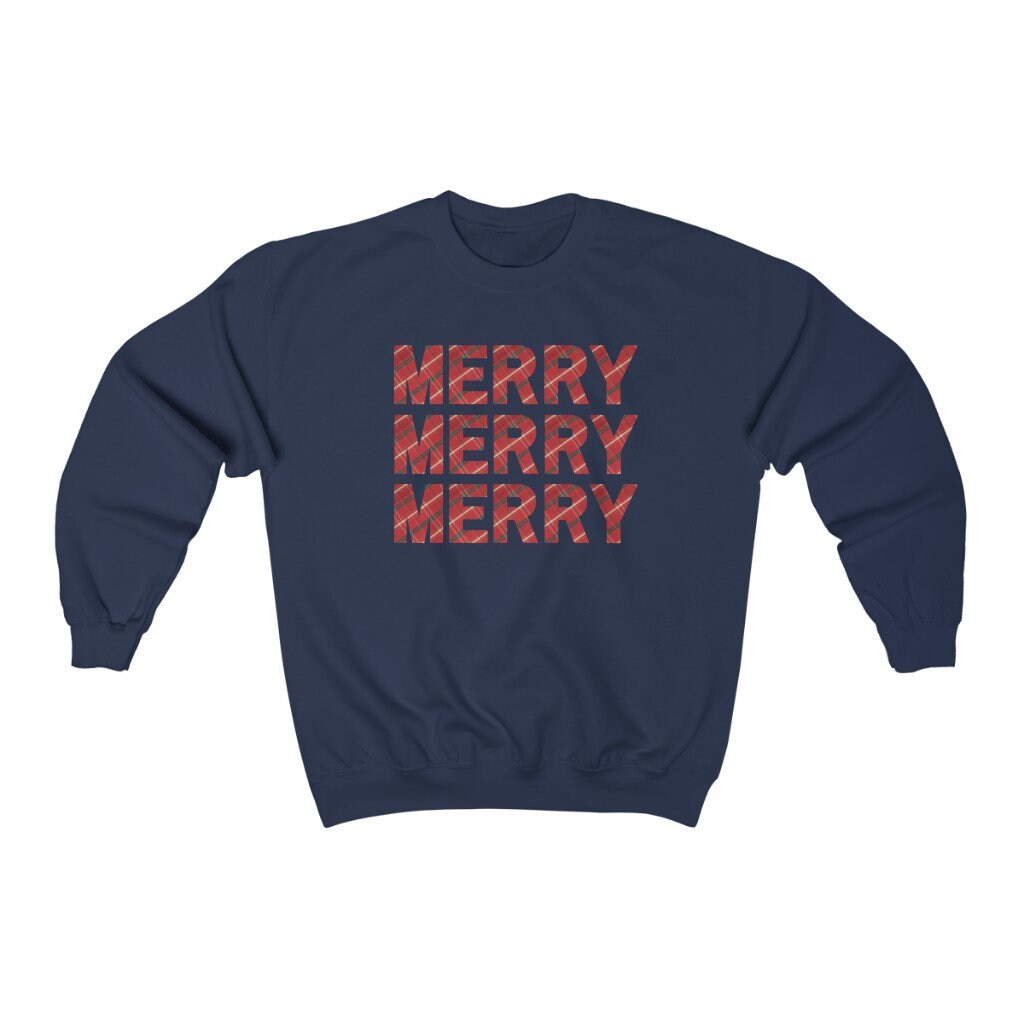 Christmas Sweatshirt, Xmas Jumper, Buffalo Plaid Crewneck, Ugly Christmas Sweater for Women, Christmas Pajamas, Cute Christmas Party Gift