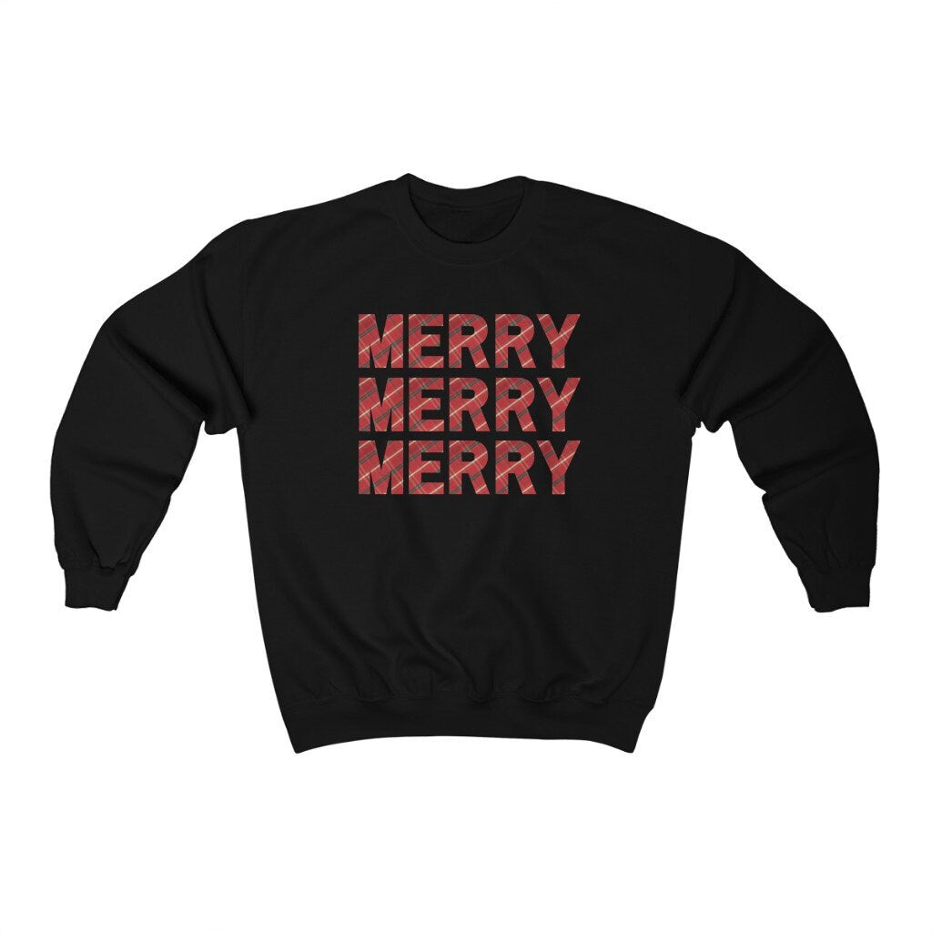 Christmas Sweatshirt, Xmas Jumper, Buffalo Plaid Crewneck, Ugly Christmas Sweater for Women, Christmas Pajamas, Cute Christmas Party Gift