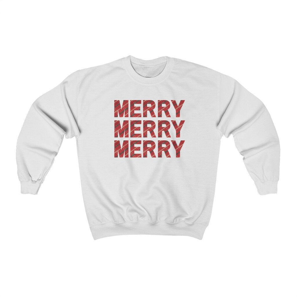 Christmas Sweatshirt, Xmas Jumper, Buffalo Plaid Crewneck, Ugly Christmas Sweater for Women, Christmas Pajamas, Cute Christmas Party Gift