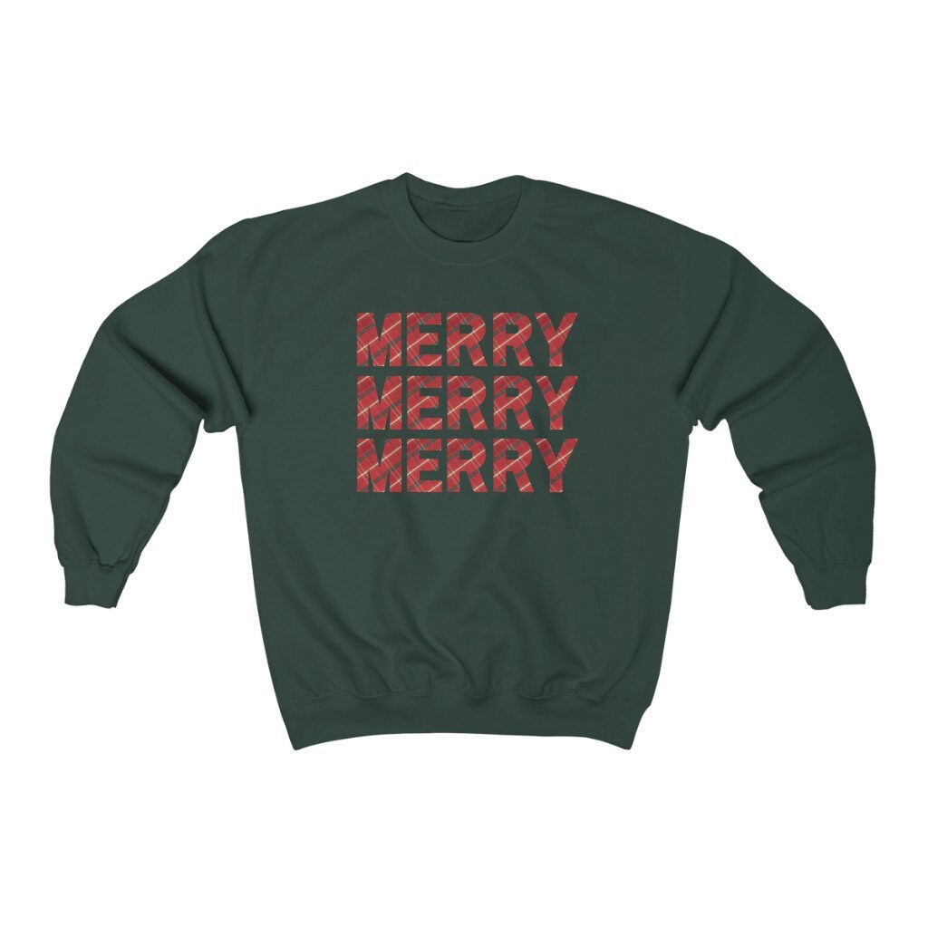 Christmas Sweatshirt, Xmas Jumper, Buffalo Plaid Crewneck, Ugly Christmas Sweater for Women, Christmas Pajamas, Cute Christmas Party Gift