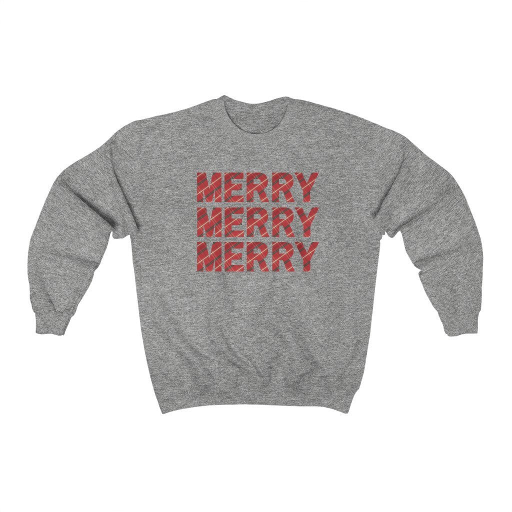 Christmas Sweatshirt, Xmas Jumper, Buffalo Plaid Crewneck, Ugly Christmas Sweater for Women, Christmas Pajamas, Cute Christmas Party Gift