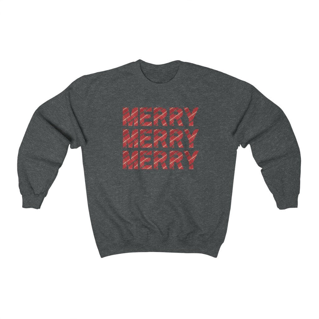Christmas Sweatshirt, Xmas Jumper, Buffalo Plaid Crewneck, Ugly Christmas Sweater for Women, Christmas Pajamas, Cute Christmas Party Gift