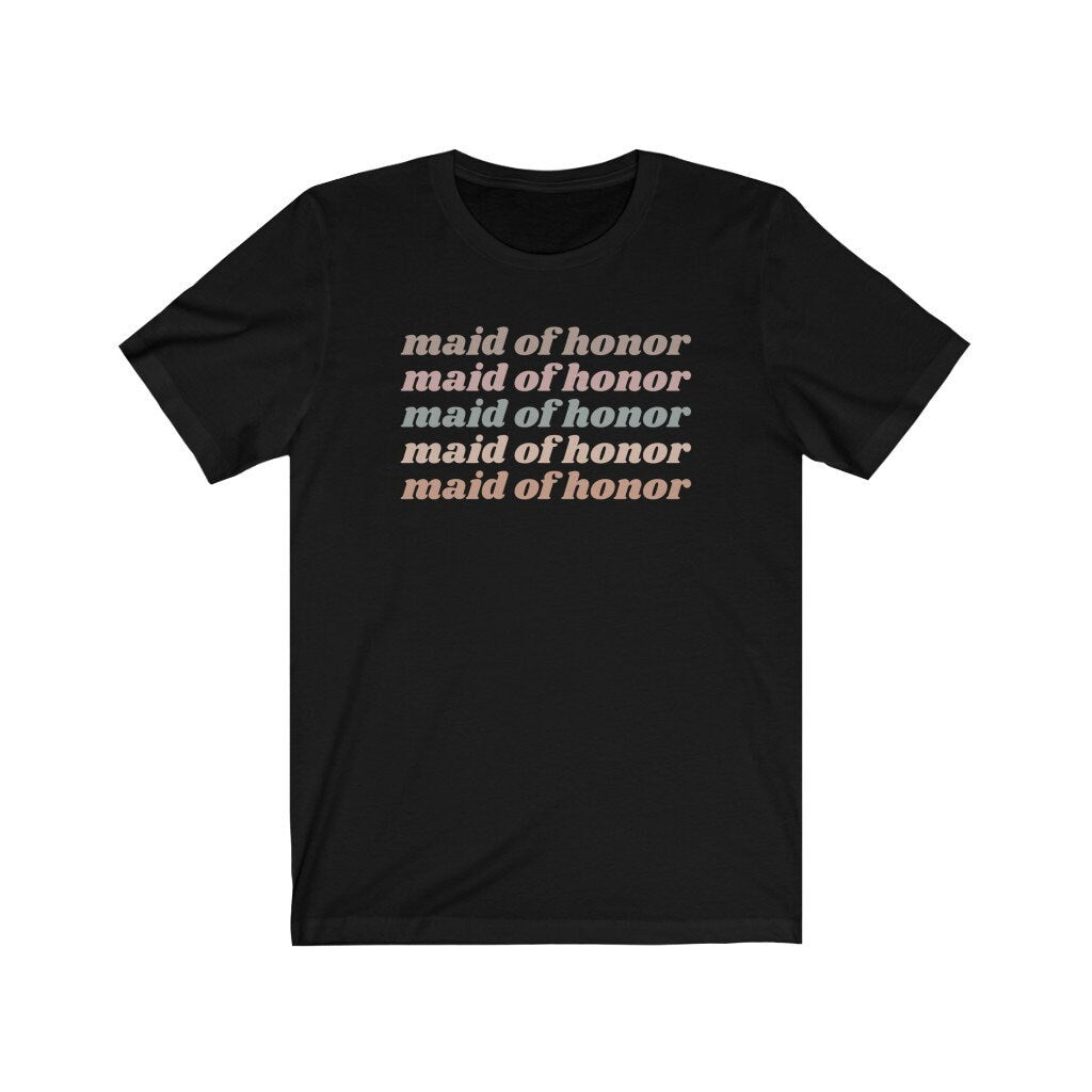 Maid of Honor Shirt, Bridesmaid Tee, Maid of Honour Gift, Bachelorette Party Shirts, Bridal Party Gifts, Retro Graphic Tees, Wedding Day