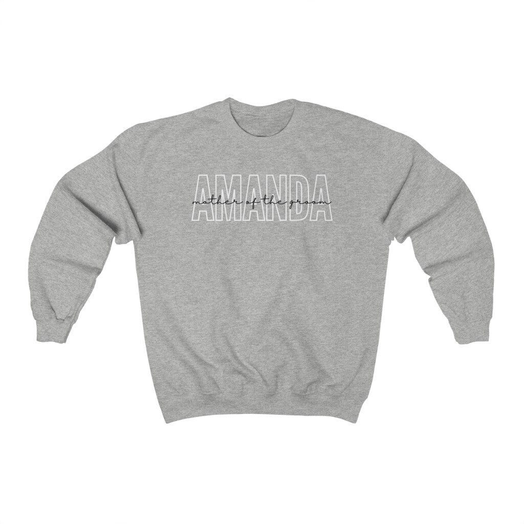 Mother of the Groom Sweatshirt, Personalized Gift from Bride, Mother in Law Wedding Gift, Custom Crewneck Sweater, Wedding Day Shirts