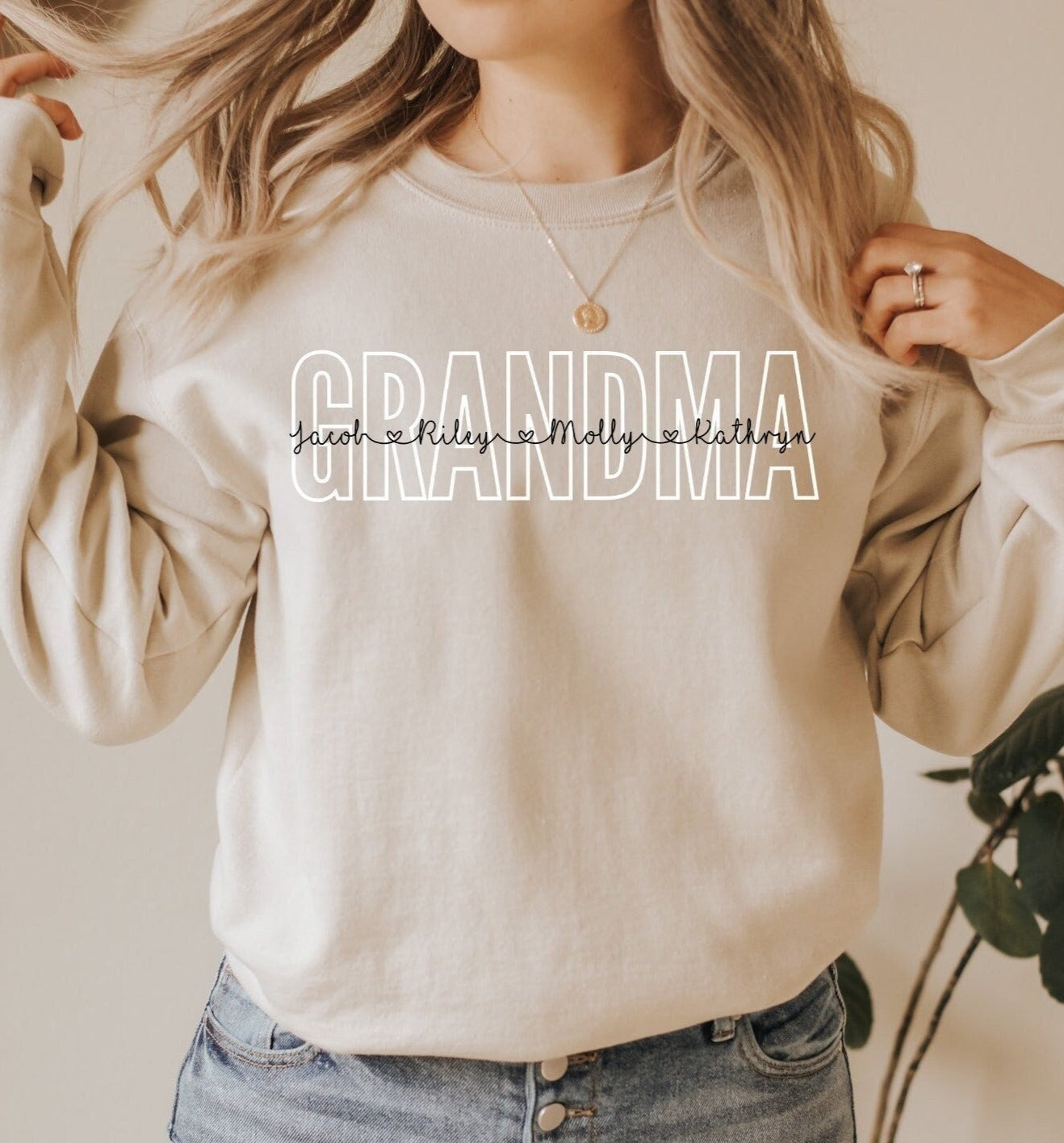 Personalized Gift for Grandma, Custom Shirt with Kids Names, Gifts for Mom, Birthday Present for Nana, Grandmother Sweater Sweatshirt
