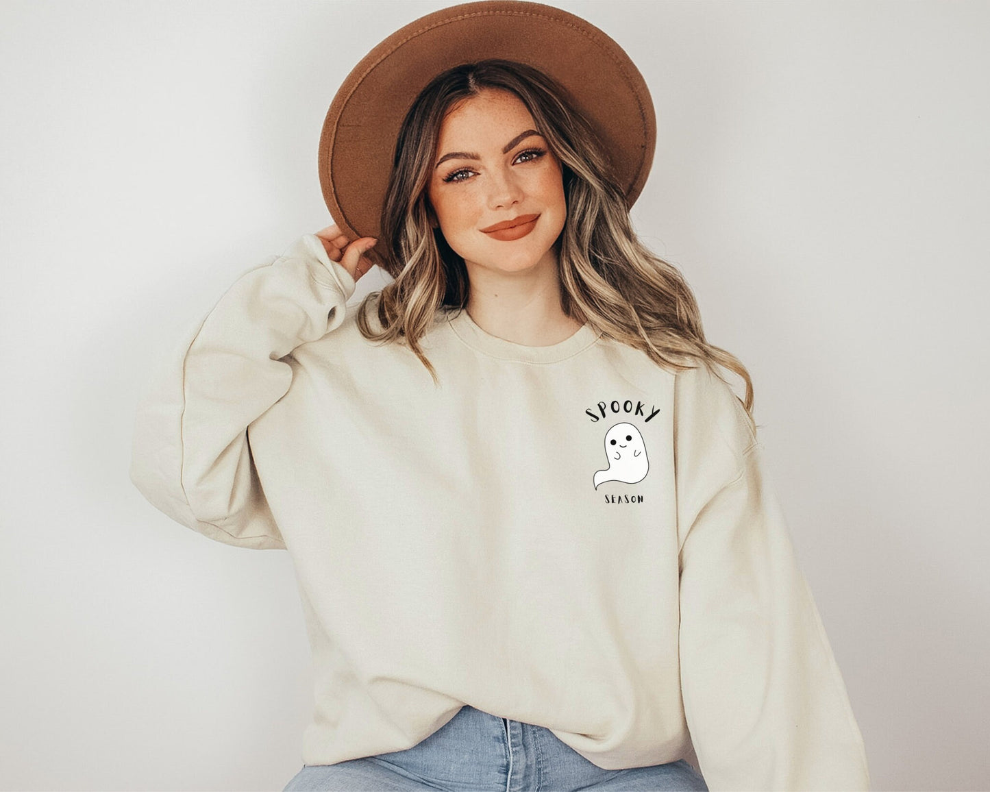 Spooky Season Sweatshirt, Ghost Crewneck Sweater, Halloween Ghoul Shirt, Cute Minimalist Autumn Pullover, Trick or Treating Clothes
