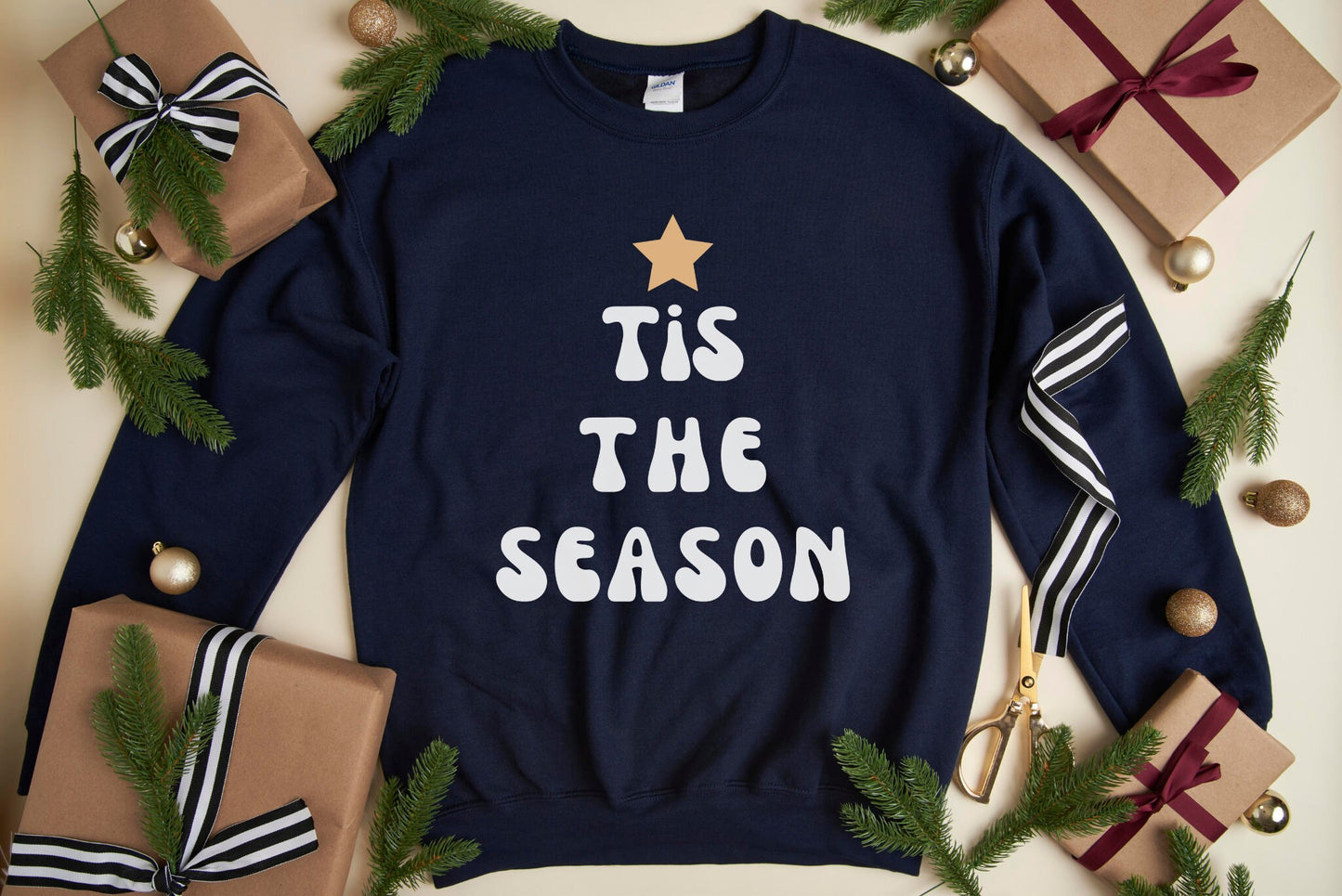 Tis the Season Sweatshirt, Retro Christmas Crewneck, Ugly Christmas Sweater, Cute Holiday Season Outfit, Winter Shirt for Women, Xmas Gift