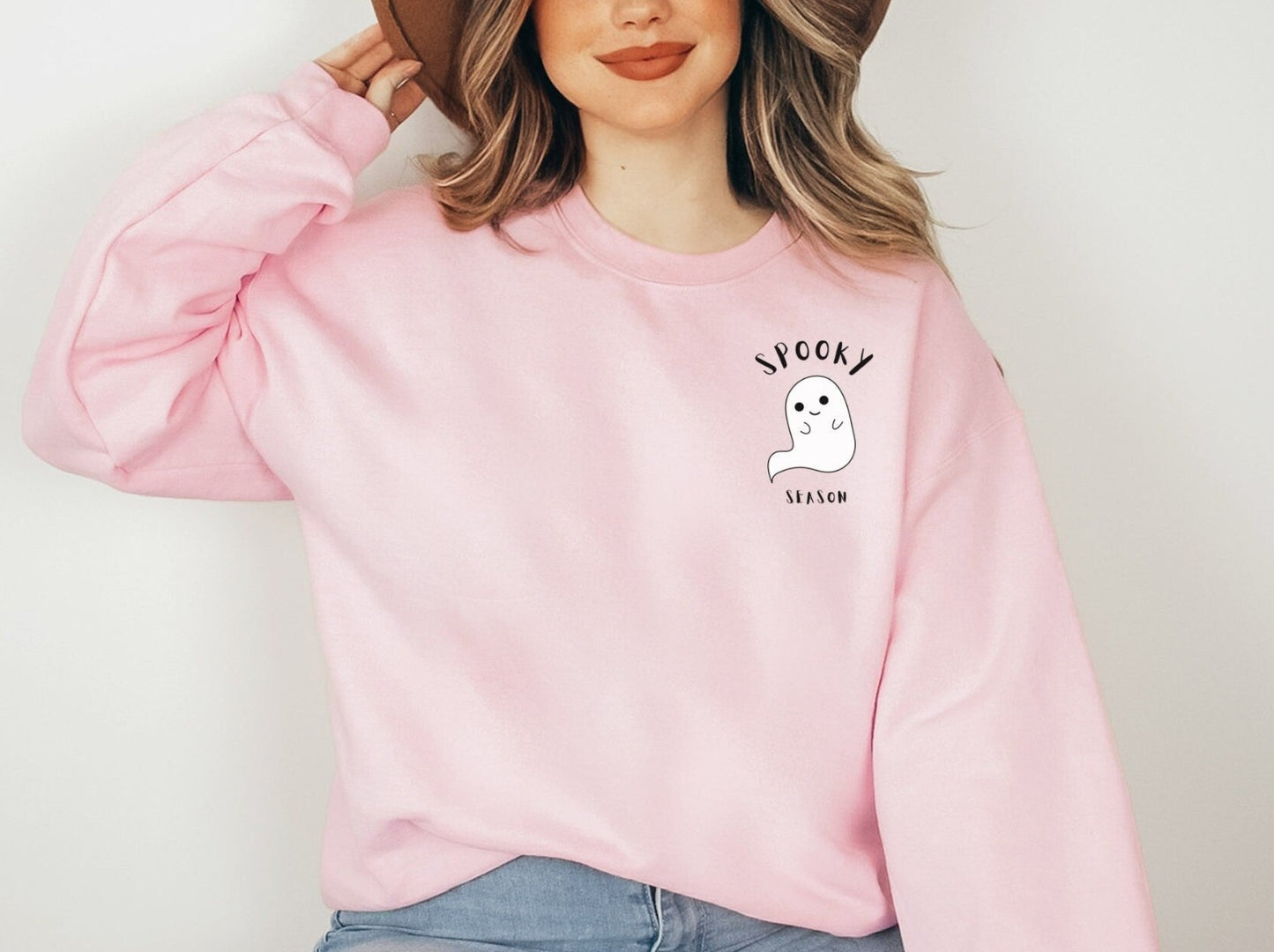 Spooky Season Sweatshirt, Ghost Crewneck Sweater, Halloween Ghoul Shirt, Cute Minimalist Autumn Pullover, Trick or Treating Clothes
