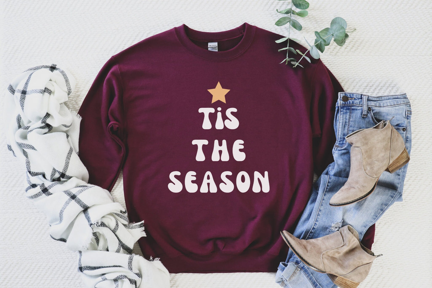 Tis the Season Sweatshirt, Retro Christmas Crewneck, Ugly Christmas Sweater, Cute Holiday Season Outfit, Winter Shirt for Women, Xmas Gift