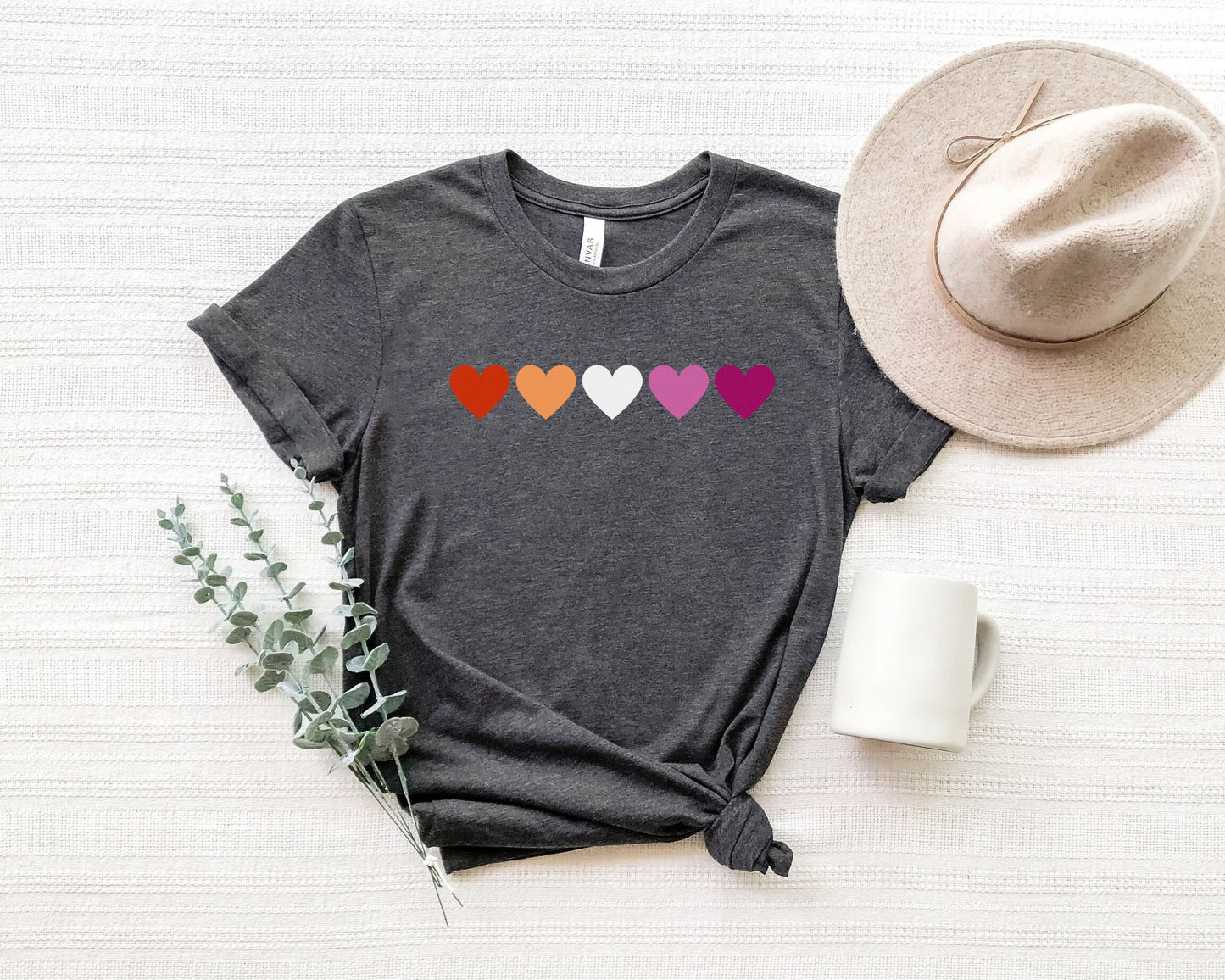 Lesbian Shirt, Lesbian Hearts Tee, Lesbian Pride Shirt, Queer Girls Gifts, LGBTQ T-Shirt, Rainbow Pride Shirts, Lesbian Flag