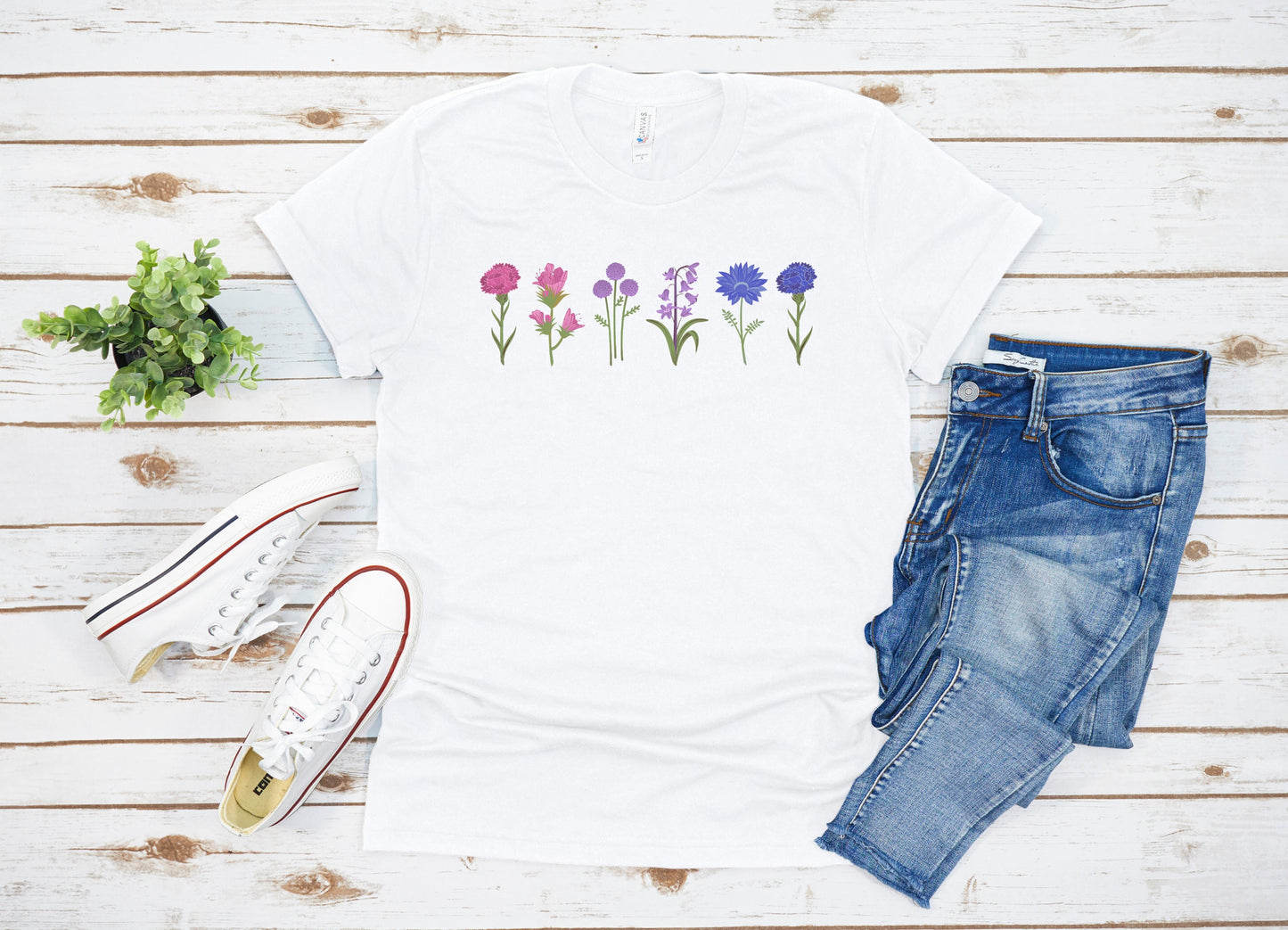 Bi Pride Shirt, Bisexual Wildflower Pride Tee, Subtle Bisexual Flag Tshirt, Flower LGBTQ Outfit, Queer Bi Pride Month