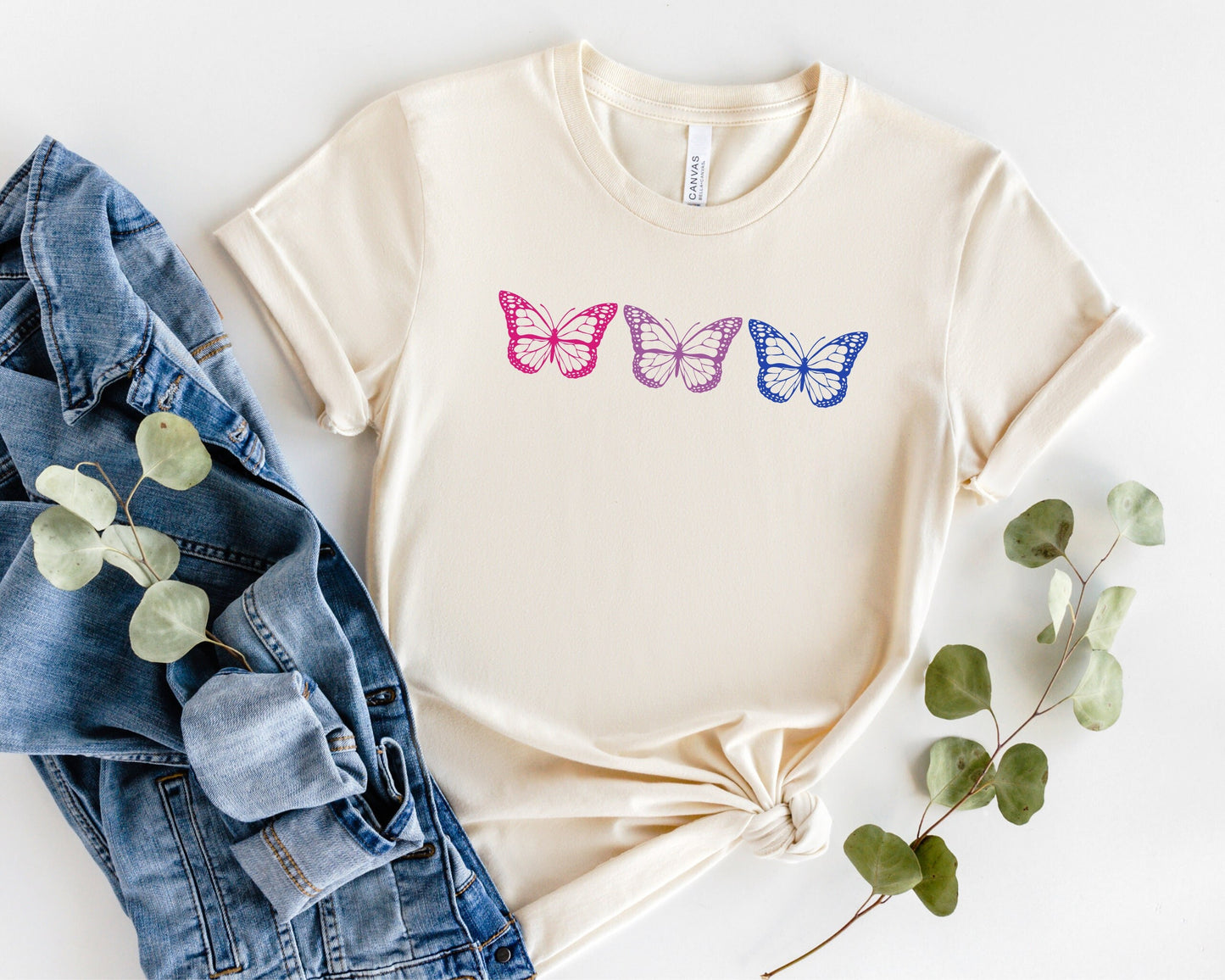 Bisexual Pride Shirt, Bi Butterfly Pride Tee, Subtle Bisexual Flag Tshirt, Butterflies LGBTQ Outfit, Queer Bi Pride Month
