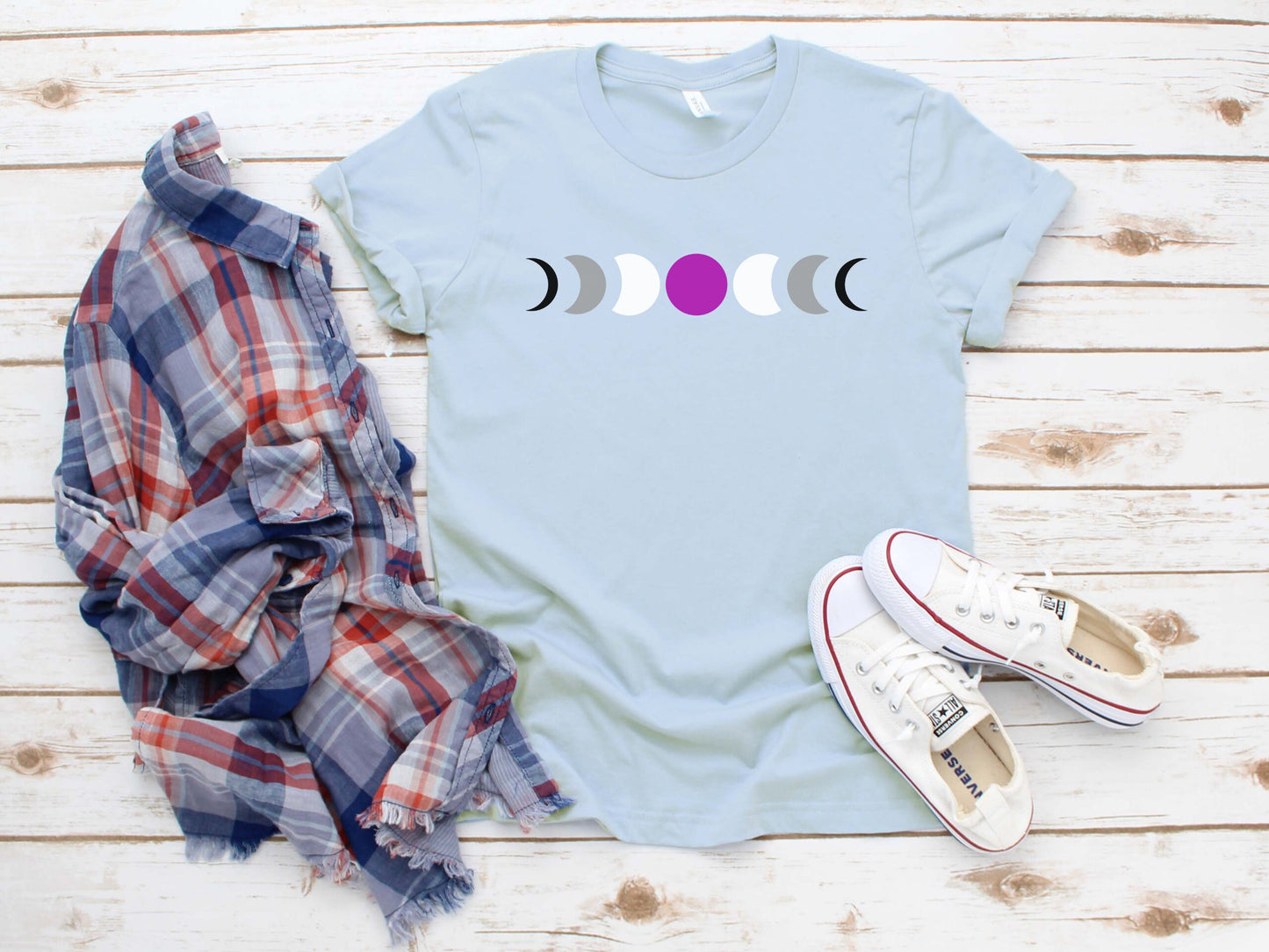 Asexual Pride Shirt, Ace Pride Moon Phases Tee, Subtle Asexual Flag Clothing, Queer LGBTQ Tshirt, Pride Month