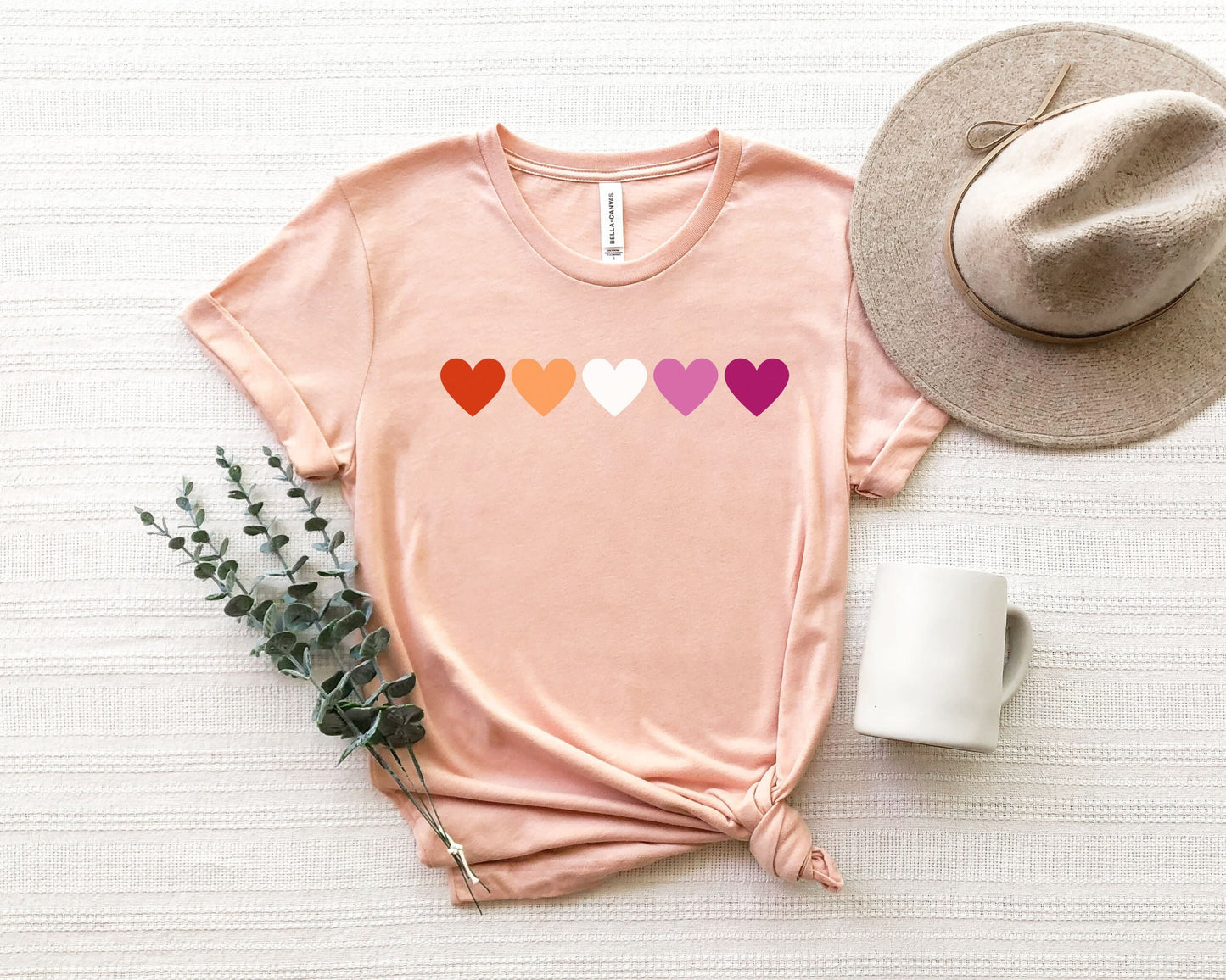 Lesbian Shirt, Lesbian Hearts Tee, Lesbian Pride Shirt, Queer Girls Gifts, LGBTQ T-Shirt, Rainbow Pride Shirts, Lesbian Flag
