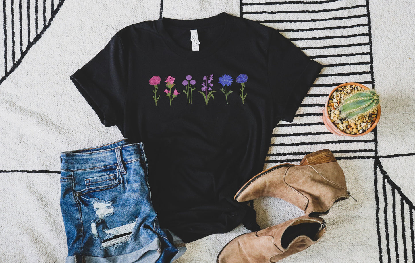 Bi Pride Shirt, Bisexual Wildflower Pride Tee, Subtle Bisexual Flag Tshirt, Flower LGBTQ Outfit, Queer Bi Pride Month