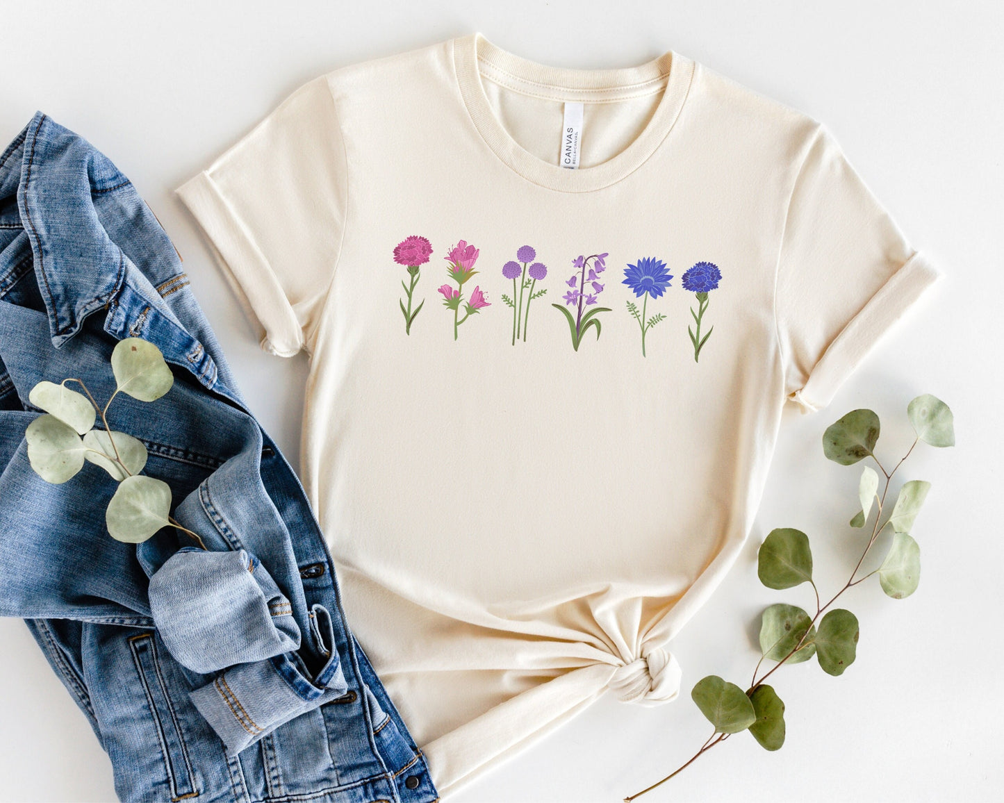 Bi Pride Shirt, Bisexual Wildflower Pride Tee, Subtle Bisexual Flag Tshirt, Flower LGBTQ Outfit, Queer Bi Pride Month