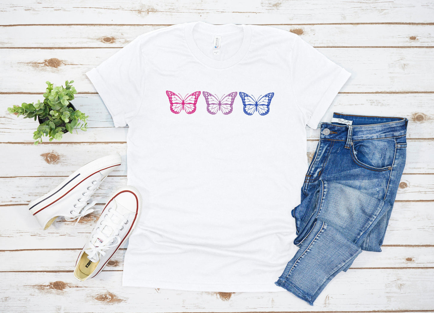 Bisexual Pride Shirt, Bi Butterfly Pride Tee, Subtle Bisexual Flag Tshirt, Butterflies LGBTQ Outfit, Queer Bi Pride Month
