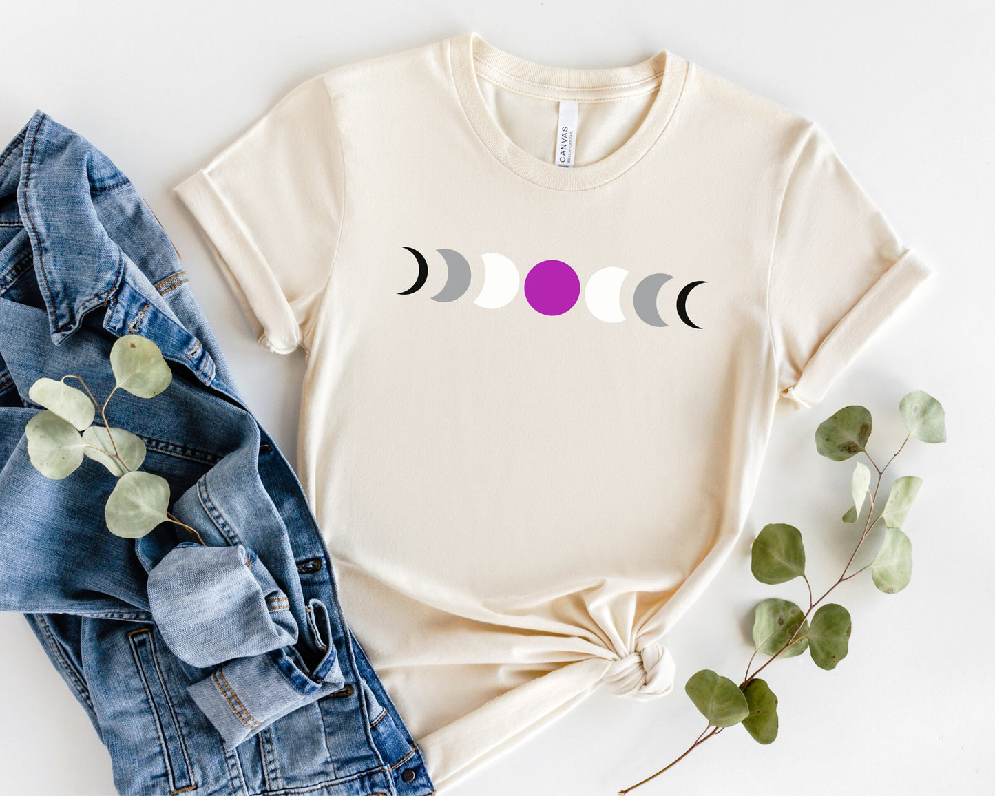 Asexual Pride Shirt, Ace Pride Moon Phases Tee, Subtle Asexual Flag Clothing, Queer LGBTQ Tshirt, Pride Month