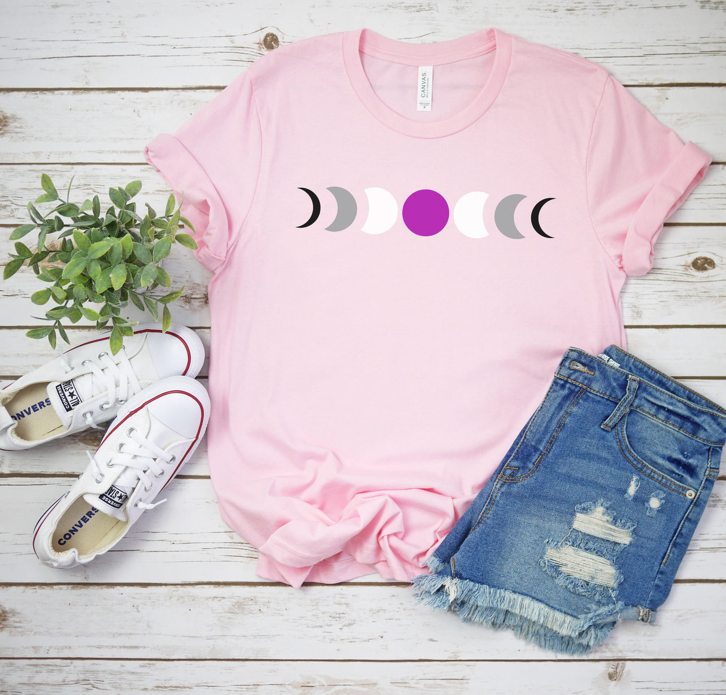 Asexual Pride Shirt, Ace Pride Moon Phases Tee, Subtle Asexual Flag Clothing, Queer LGBTQ Tshirt, Pride Month