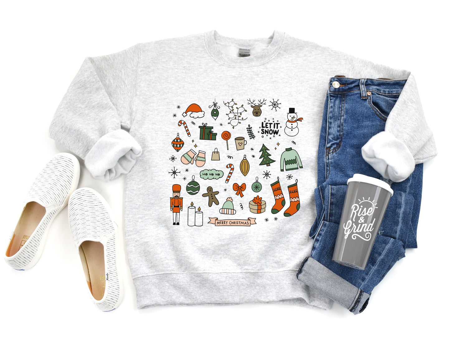 Cute Christmas Sweatshirt, Holiday Crewneck, Ugly Christmas Sweater, Little Things Doodles, Xmas Party Jumper, Christmas Pajamas Gift
