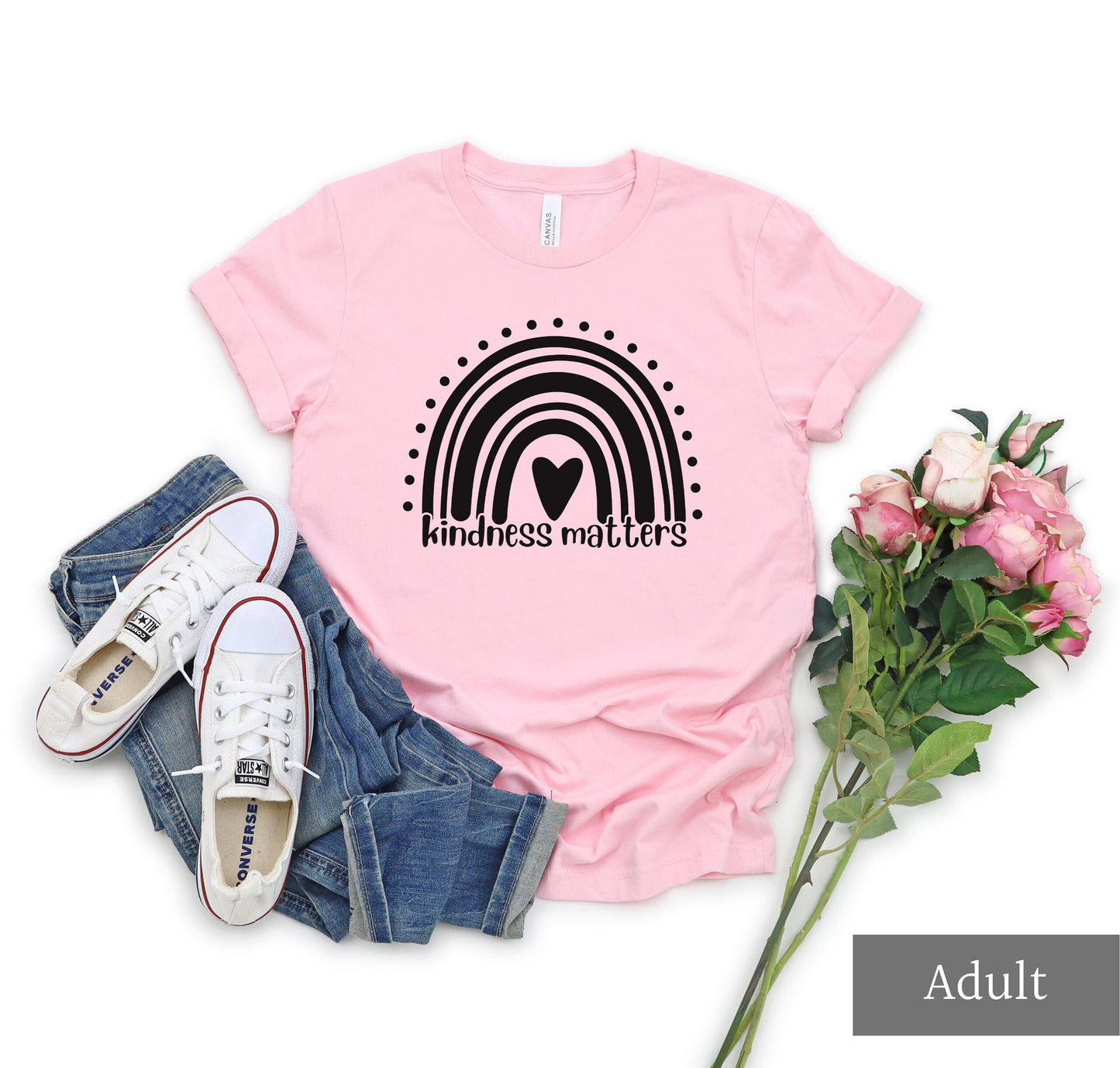Portion Donated! Pink Shirt Day, Anti Bullying Shirt, Kindness Matters Rainbow T-Shirt, Inspirational Tee, February 28th, Be Kind Shirt