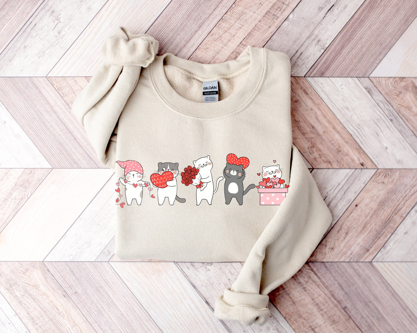 Cat Valentine's Sweatshirt, Valentine's Gift for Cat Lover, Women's Valentine's Crewneck, Cute Cat Mom Shirt, Funny Valentine's Sweater