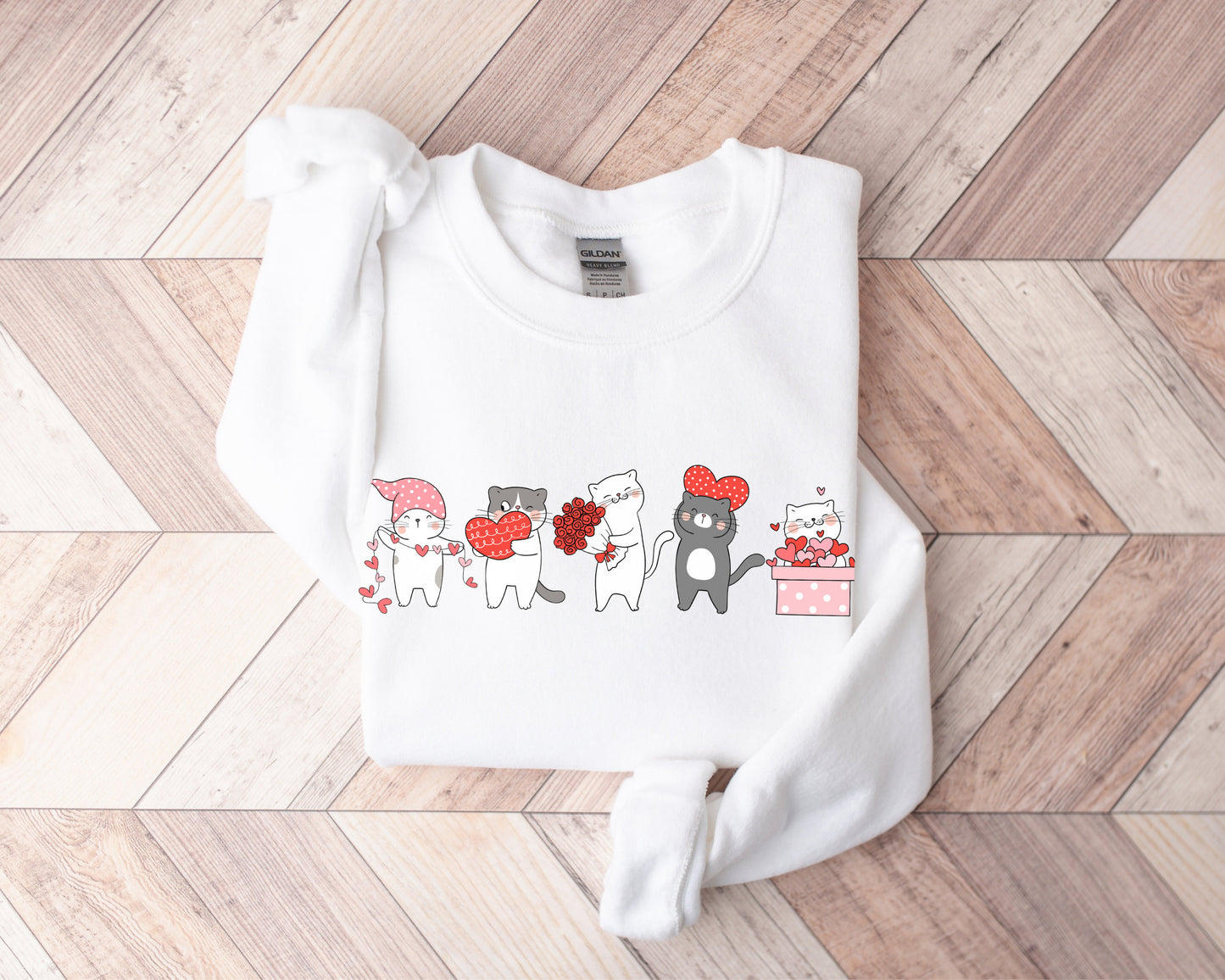 Cat Valentine's Sweatshirt, Valentine's Gift for Cat Lover, Women's Valentine's Crewneck, Cute Cat Mom Shirt, Funny Valentine's Sweater
