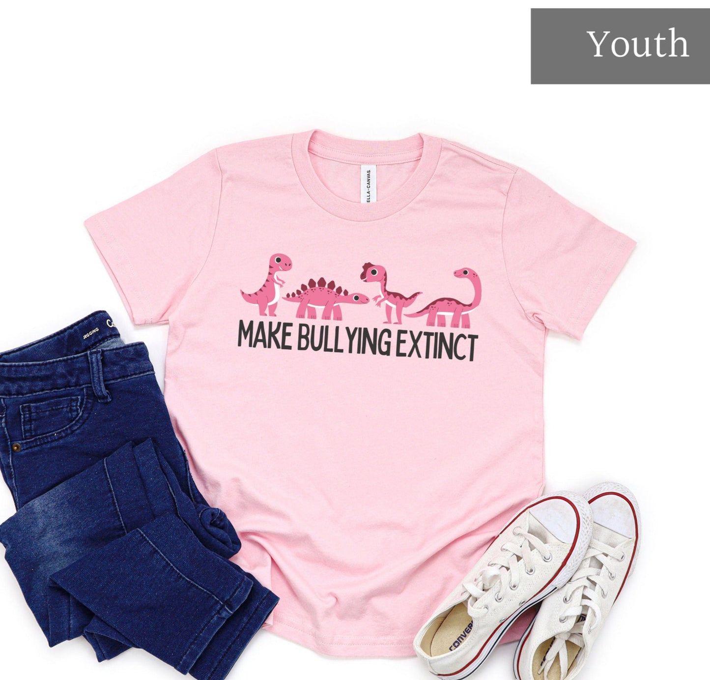 Portion Donated! Pink Shirt Day, Make Bullying Extinct Shirt, Anti Bullying Shirt, Kindness Matters Shirt, Pink Dinosaurs Tee, Be Kind Shirt