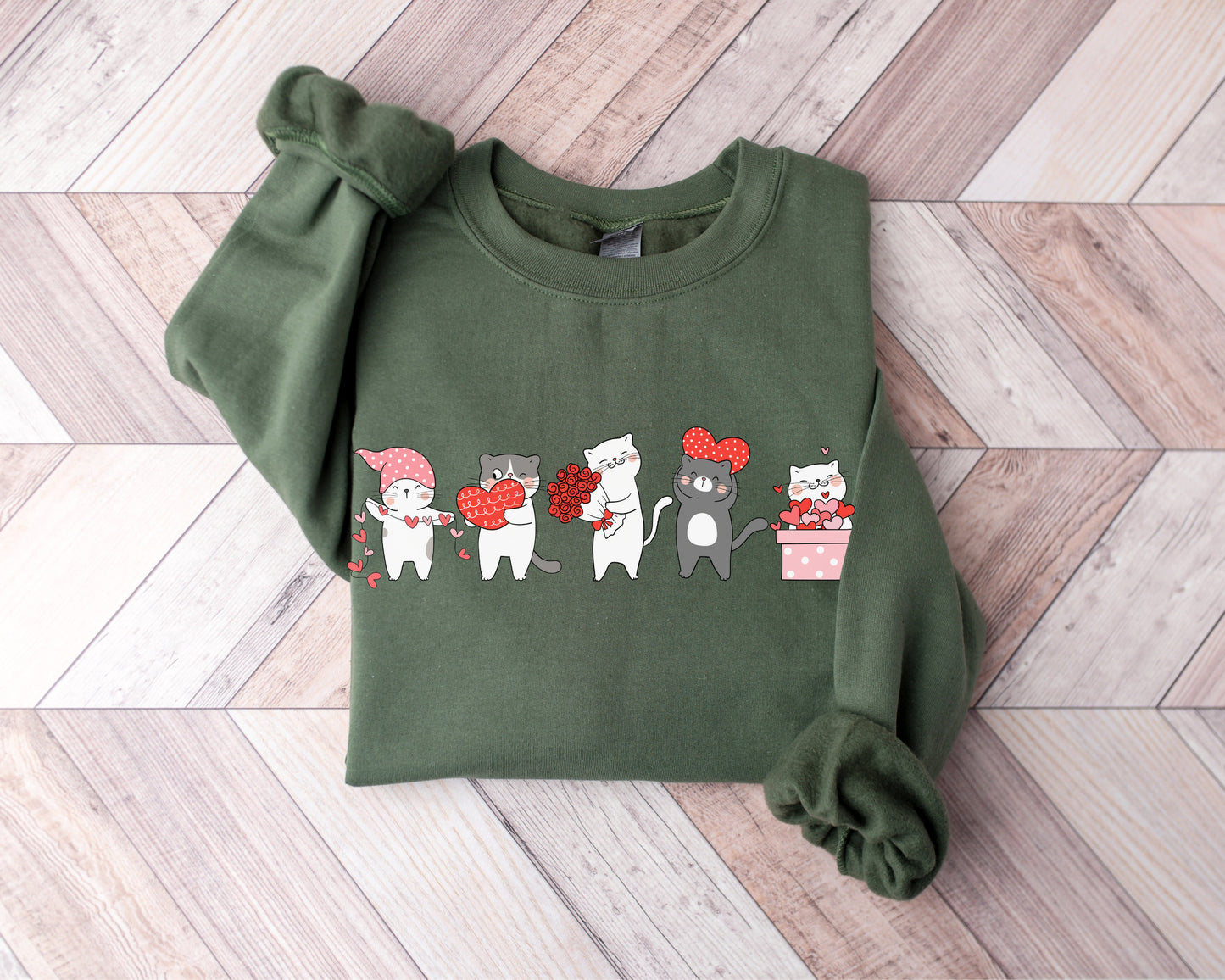 Cat Valentine's Sweatshirt, Valentine's Gift for Cat Lover, Women's Valentine's Crewneck, Cute Cat Mom Shirt, Funny Valentine's Sweater