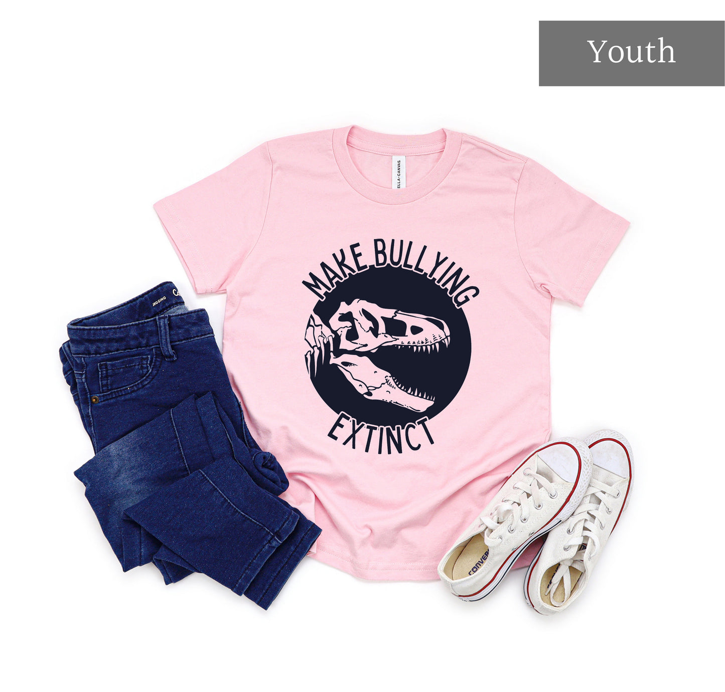 Portion Donated! Pink Shirt Day, Anti Bullying Shirt, Make Bullying Extinct T-Shirt, Kindness Tee, February 28th, Dinosaur Shirt