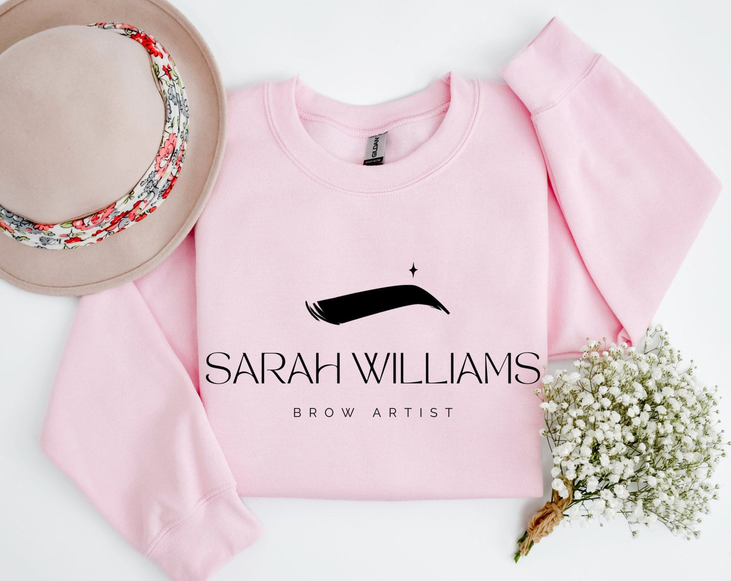 Custom Brow Tech Sweatshirt, Personalized Brow Artist Sweater, Gift for Brow Tech, Eyebrow Artist Crewneck, Esthetics Business Shirt