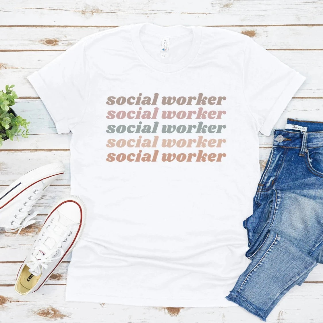 Light Retro Social Worker Tee
